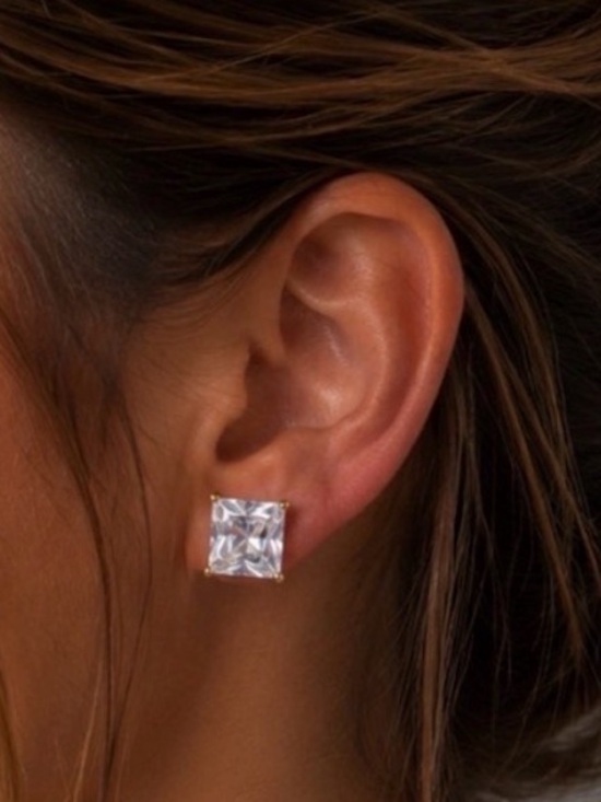 Unbranded Jewelry - (NWT) Large Cubic Zirconia Square Princess Cut Stud Earrings
